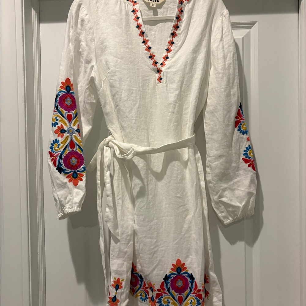 Boden linen dress NWT 8 Cleo Embroidered Tunic Bright Floral D0888 - Picture 2 of 10